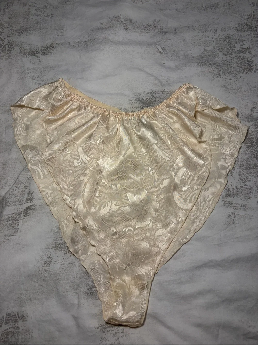 Vintage Victoria’s Secret Ivory Floral Jacquard Cami & Tap Panty Set